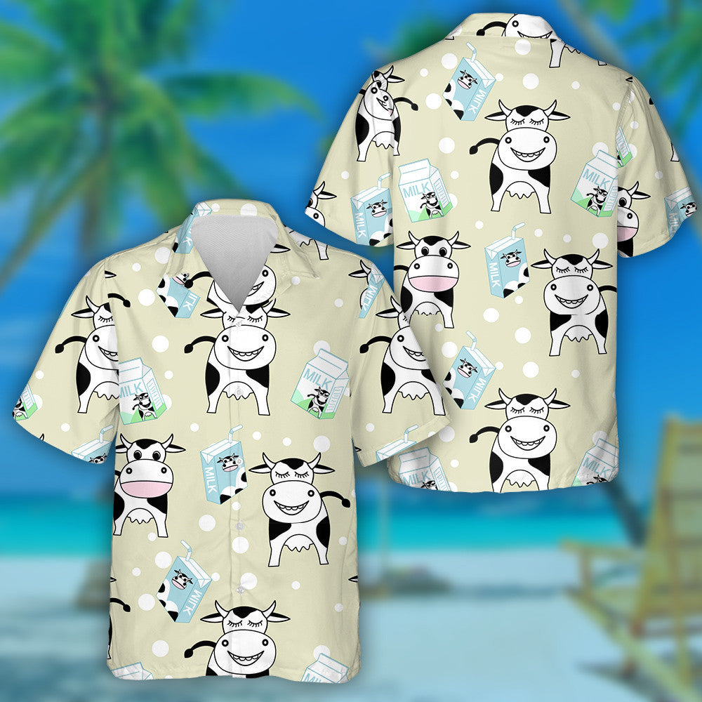 Little Cows On Light Pink With Flowers Hawaiian Shirt, Hawaiian Shirt Gift, Christmas Gift