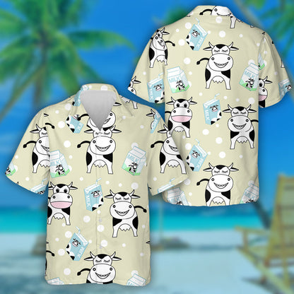 Little Cows On Light Pink With Flowers Hawaiian Shirt, Hawaiian Shirt Gift, Christmas Gift