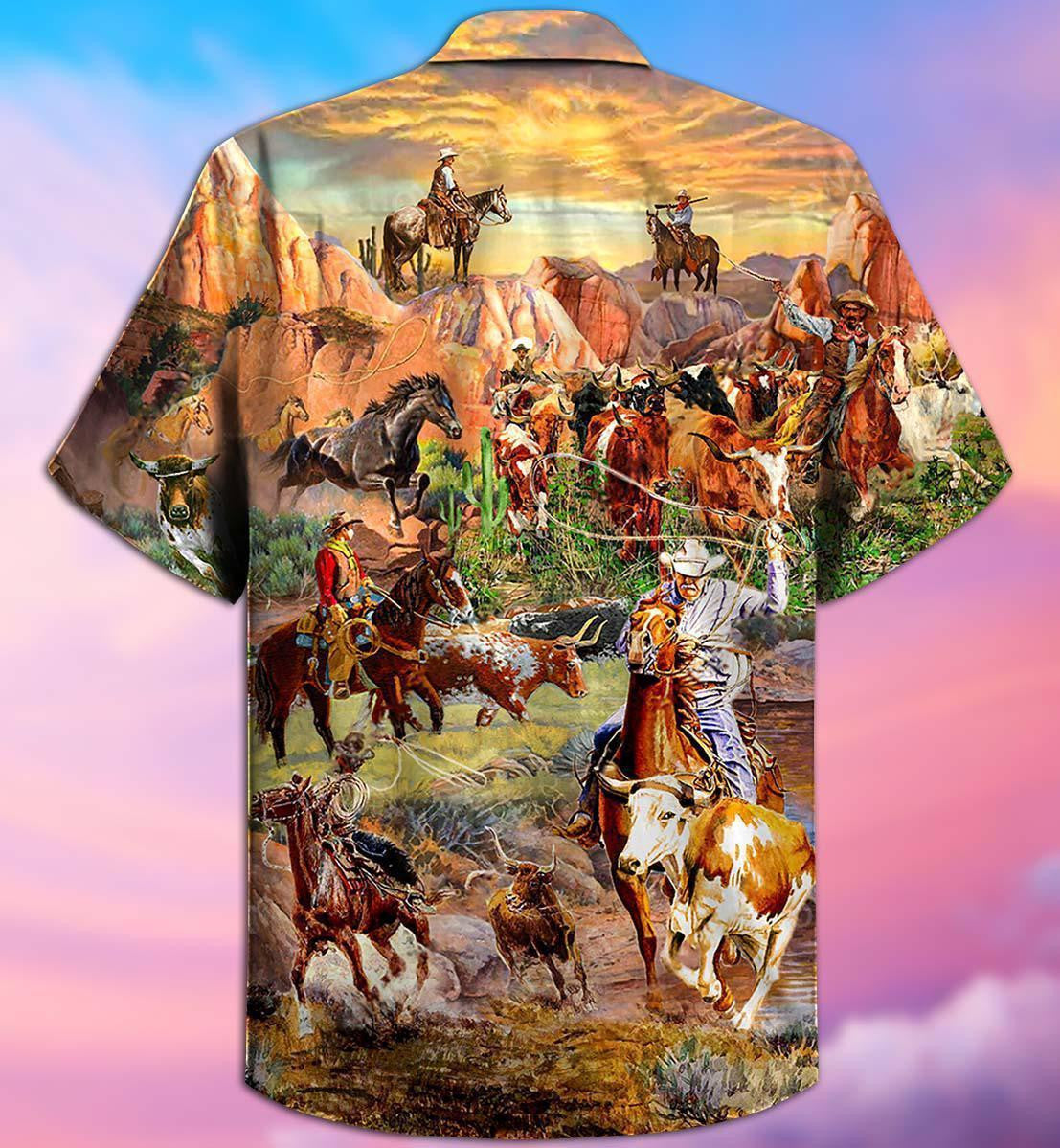Cowboy Life With Horse Free Life In Beautiful Landscape Hawaiian Shirt, Hawaiian Shirt Gift, Christmas Gift
