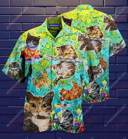 Stay Fluffy Everything'S Gonna Be Alright Cat Unisex Hawaiian Shirt Ocean Short Sleeve Hawaiian Crazy Shirts Hawaiian Shirt Pattern, Hawaiian Shirt Gift, Christmas Gift
