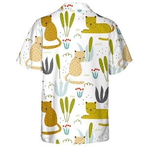 Wild Animals Leopard In Simple Cartoon Hawaiian Shirt, Hwaiian For Gift