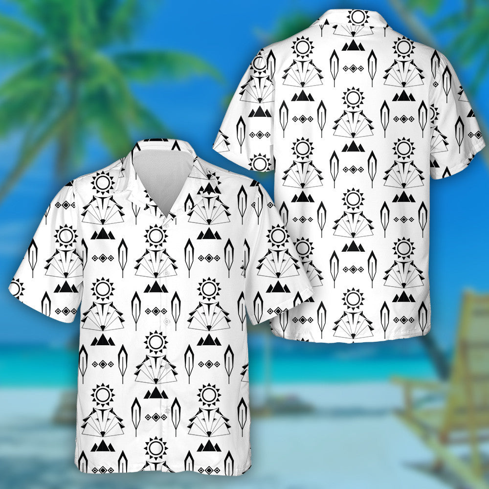 Black Wolf And Mountains With Native American Hawaiian Shirt, Hawaiian Shirt Gift, Christmas Gift