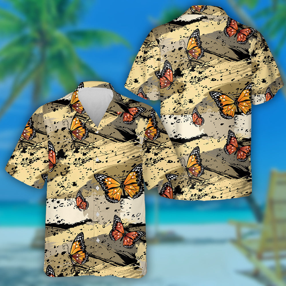 Theme Butterfly With Blobs And Spots Hawaiian Shirt,Hawaiian Shirt Gift, Christmas Gift