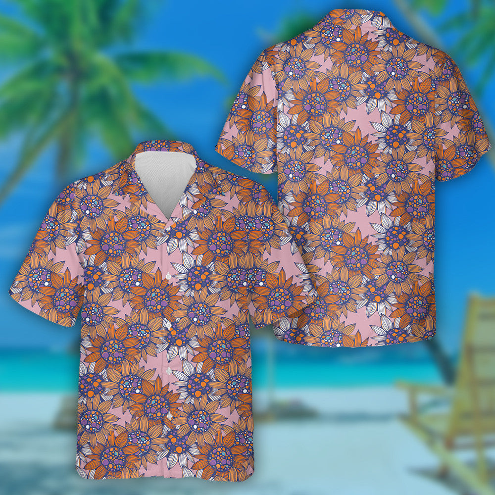 Fantasy Vintage Sunflowers Drawing By Freehand Hawaiian Shirt,Hawaiian Shirt Gift, Christmas Gift