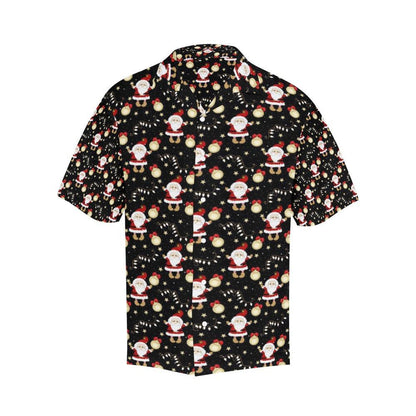Christmas Themed Cute Santa And Decorative Lights Cartoon Pattern Hawaiian Shirt, Hawaiian Shirt Gift, Christmas Gift.