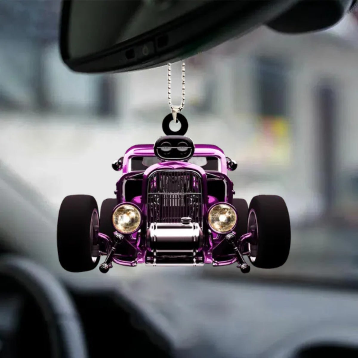 Personalized Hot Rod Chop Shop Flat Acrylic Car Hanging Ornament, Hot Rod Ornament For Auto, Christmas Decoration