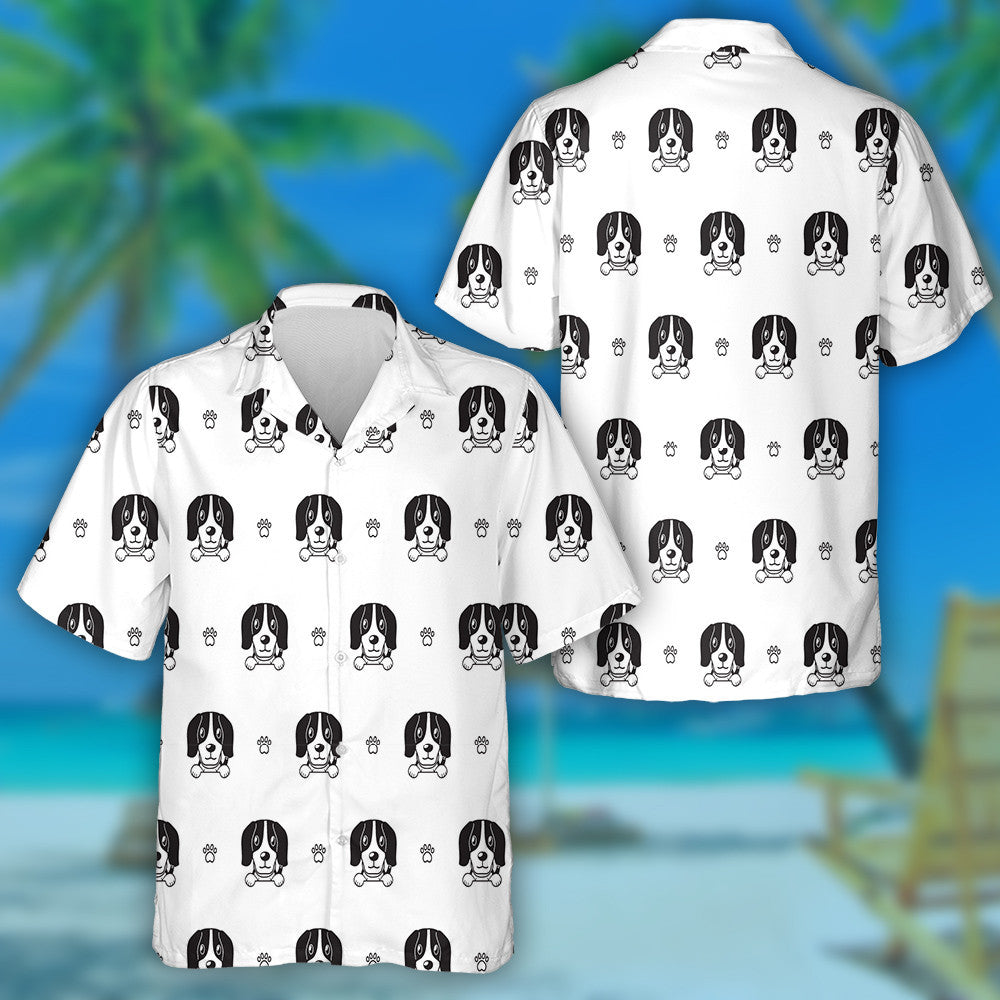 Cartoon Character Beagle Dog Black And White Hawaiian Shirt, Hawaiian Shirt Gift, Christmas Gift