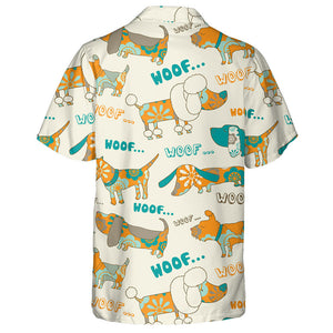 Orange Blue With Dogs Isolated Background Hawaiian Shirt,Hawaiian Shirt Gift, Christmas Gift