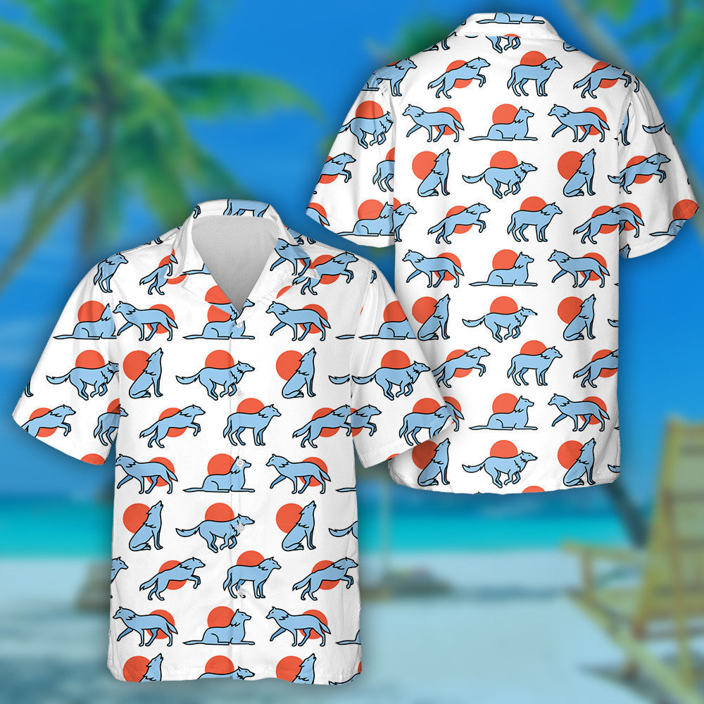 Hand Drawn Wolf Hauling At The Full Moon Hawaiian Shirt, Hawaiian Shirt Gift, Christmas Gift