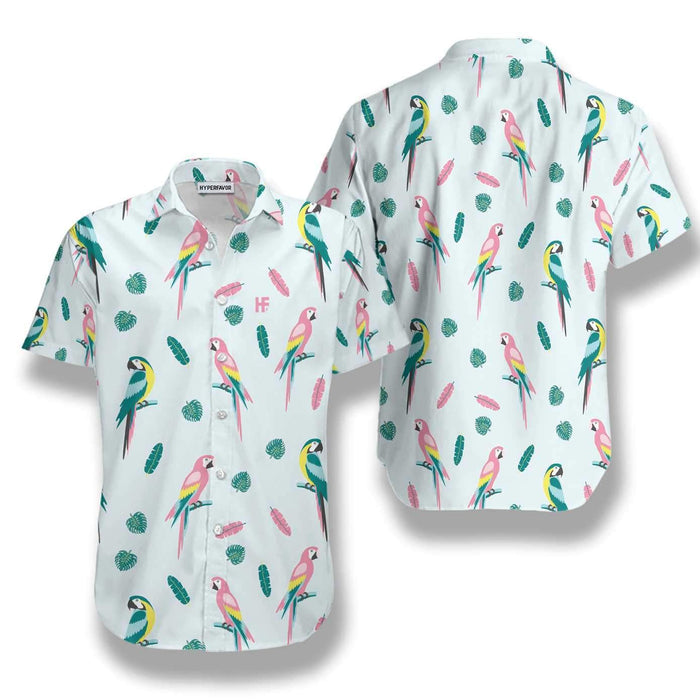 Adorable Design Hawaiian Shirt Parrot And Exotic Leaves, Hawaiian For Gift