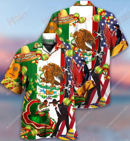 Mexican By Blood American By Birth Patriot By Choice Unisex Hawaiian Shirt Summer Short Sleeve Best Hawaiian Shirts Hawaiian Shirts For Women, Hawaiian Shirt Gift, Christmas Gift