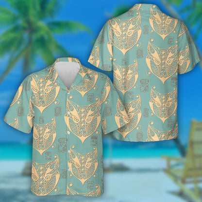 Maya Art Boho With Wolf Aztec Background Texture Hawaiian Shirt, Hawaiian Shirt Gift, Christmas Gift