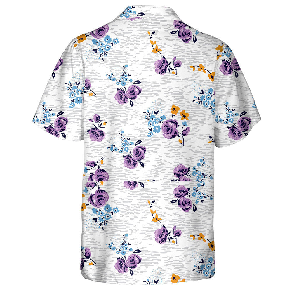 Pretty Violet Roses Flower On Melange Watercolor Design Hawaiian Shirt, Hawaiian Shirt Gift, Christmas Gift