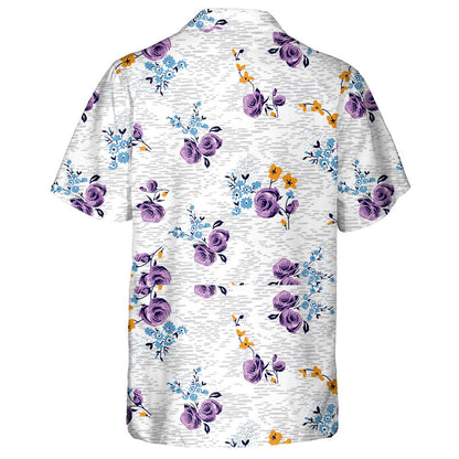 Pretty Violet Roses Flower On Melange Watercolor Design Hawaiian Shirt, Hawaiian Shirt Gift, Christmas Gift