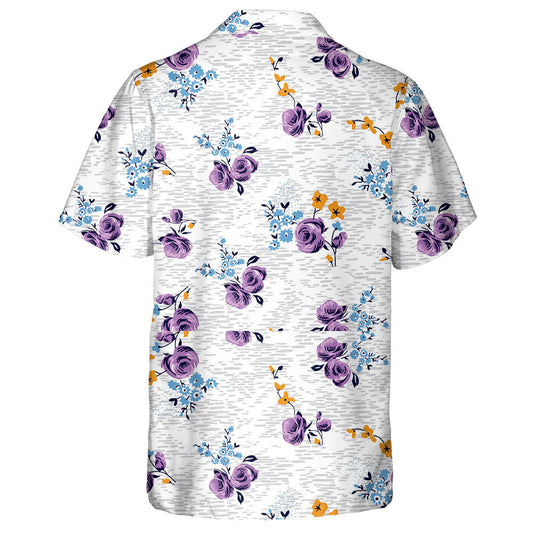 Pretty Violet Roses Flower On Melange Watercolor Design Hawaiian Shirt, Hawaiian Shirt Gift, Christmas Gift