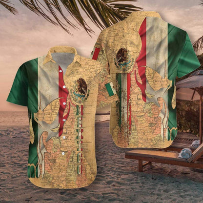 Mexico Skull Map Flag Awesome Background Design Hawaiian Shirt, Hawaiian Shirt Gift, Christmas Gift