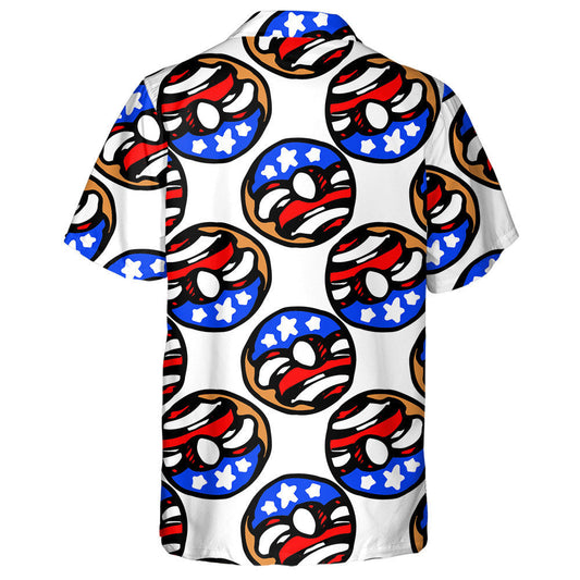 Sweet Donut With Icing American Flag Symbols Pattern Hawaiian Shirt, Hawaiian Shirt Gift, Christmas Gift