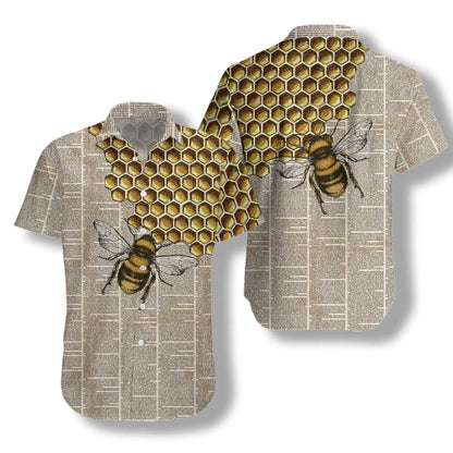 Vintage Honey Bee Design Hawaiian Shirt Magazine Background,Hawaiian Shirt Gift, Christmas Gift