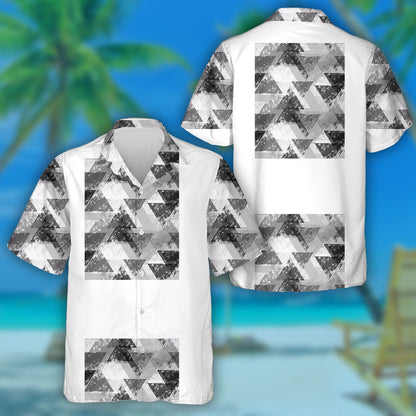 Distressed Grunge Style Triangles In Gray Camo Pattern Hawaiian Shirt, Hawaiian Shirt Gift, Christmas Gift