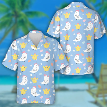Funny Hen And Cute Chicken With Small Flower Hawaiian Shirt, Hawaiian Shirt Gift, Christmas Gift