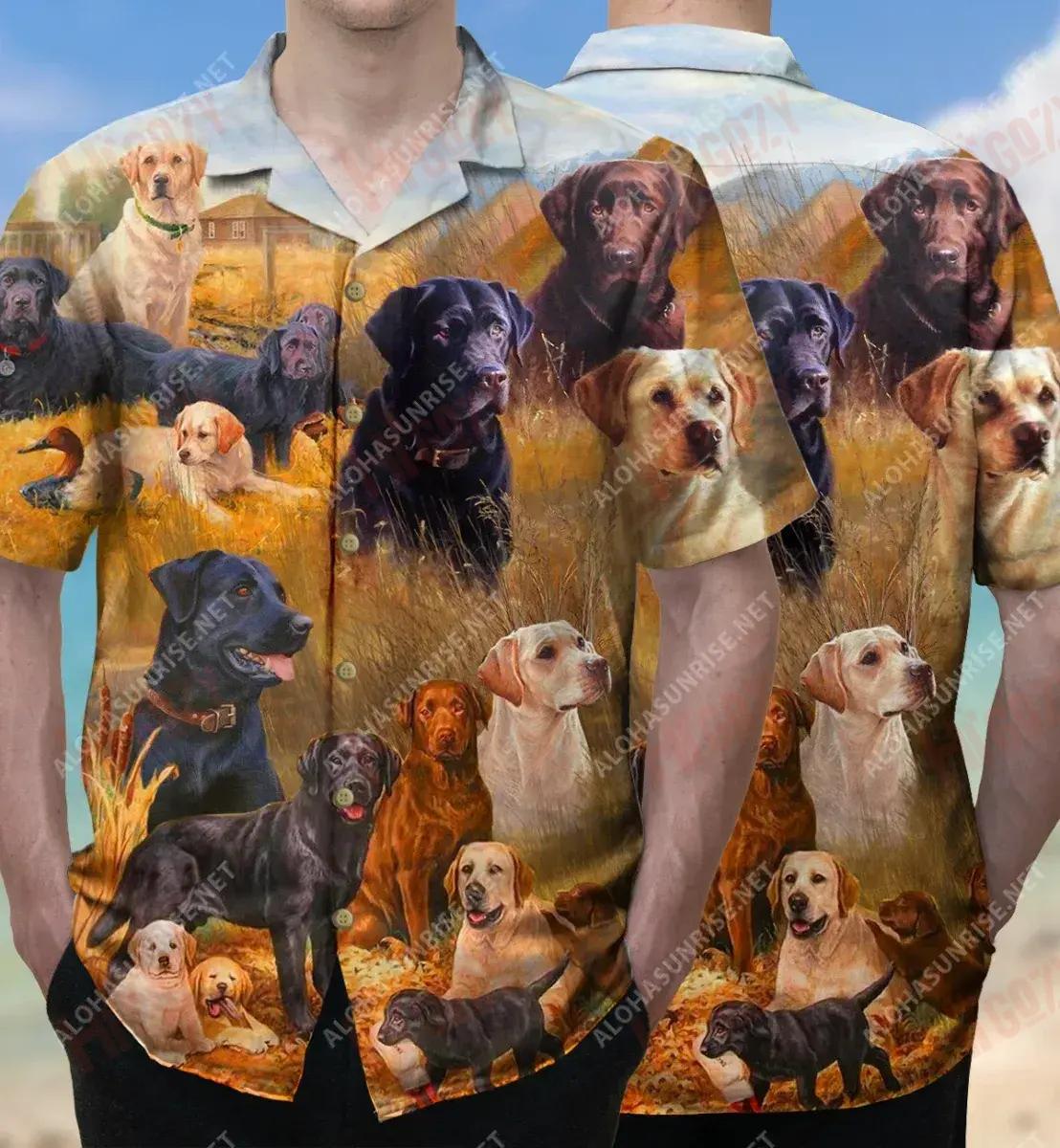 Happy Labrador Retriever Family Unisex Short Sleeve Shirt Ocean Hawaiian T Shirts Tactical Hawaiian Shirt Hawaiian Shirts For Women, Hawaiian Shirt Gift, Christmas Gift