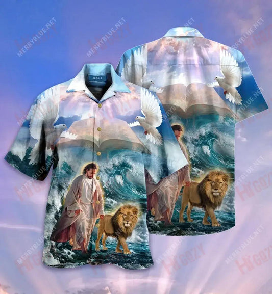 Faith Over Fear Short Hawaiian Shirt Summer Tropical Shirts Hawaiian Crazy Shirts Funny Hawaiian Shirts, Hawaiian Shirt Gift, Christmas Gift