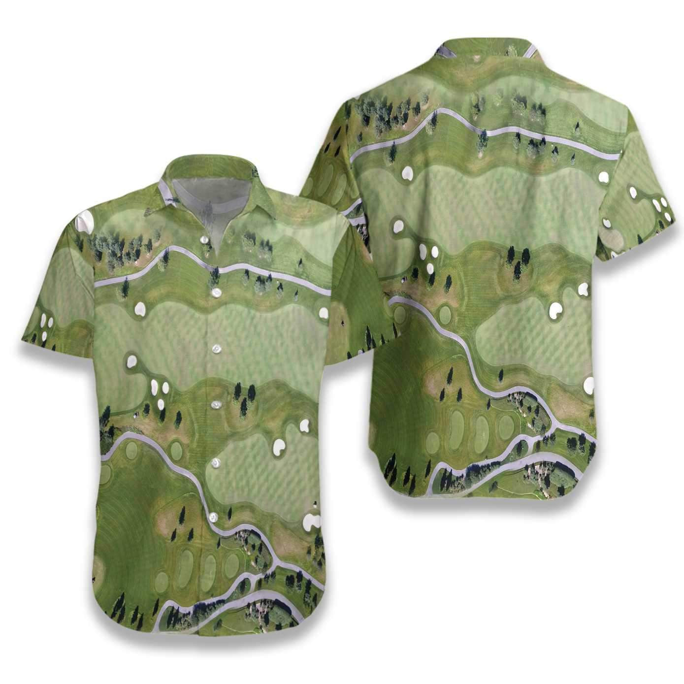 Golf Course Map Green Theme Hawaiian Shirt,Hawaiian Shirt Gift, Christmas Gift