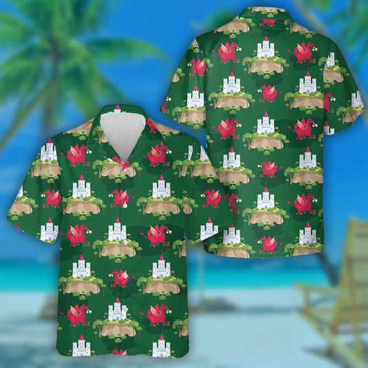 A Picture Of A Fairytale Castle And Dragon Hawaiian Shirt, Hawaiian Shirt Gift, Christmas Gift