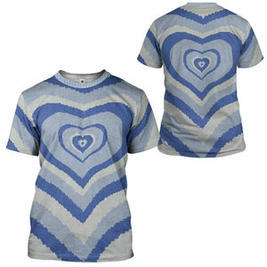 3D Blue Heart Wave Custom Sweater