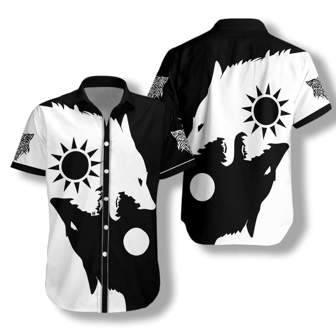 The Sun Day And Night Wolves Hawaiian Shirt,Hawaiian Shirt Gift, Christmas Gift