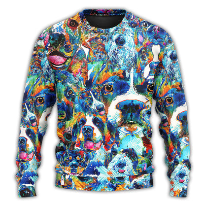 Dog Lover Delight Art Style Ugly Christmas Sweater, Christmas Gift, Gift Christmas 2024