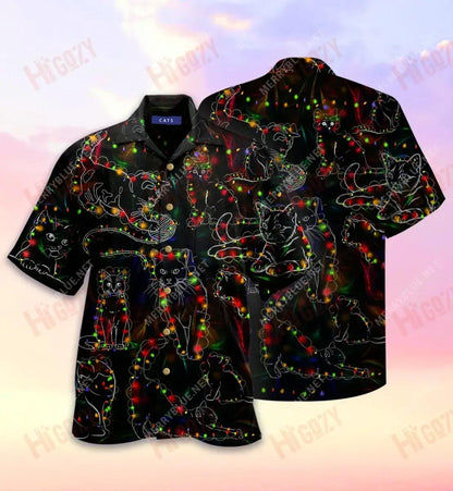 My Favorite Color Is Christmas Lights Cat Short Hawaiian Shirt Ocean Aloha Shirt Best Hawaiian Shirts Hawaiian Shirts For Men, Hawaiian Shirt Gift, Christmas Gift