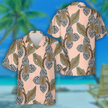 Exotic Flowers With Zebra Leopard And Greek Motifs Hawaiian Shirt, Hawaiian Shirt Gift, Christmas Gift