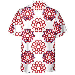 Abstract Star And Geometry Shapes In American Flag Color Hawaiian Shirt, Hawaiian Shirt Gift, Christmas Gift