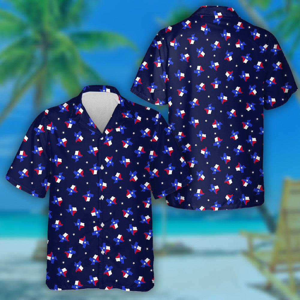 Map Of Texas State Flag Dark Blue Background Hawaiian Shirt, Hawaiian Shirt Gift, Christmas Gift