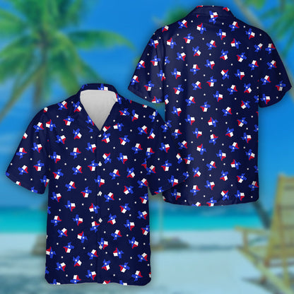 Map Of Texas State Flag Dark Blue Background Hawaiian Shirt, Hawaiian Shirt Gift, Christmas Gift
