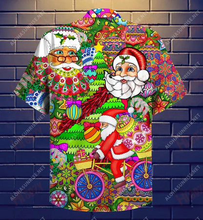 Enjoy Christmas Like A Hippie Soul Short Hawaiian Shirt Summer Tropical Shirts Custom Hawaiian Shirts Funny Hawaiian Shirts, Hawaiian Shirt Gift, Christmas Gift