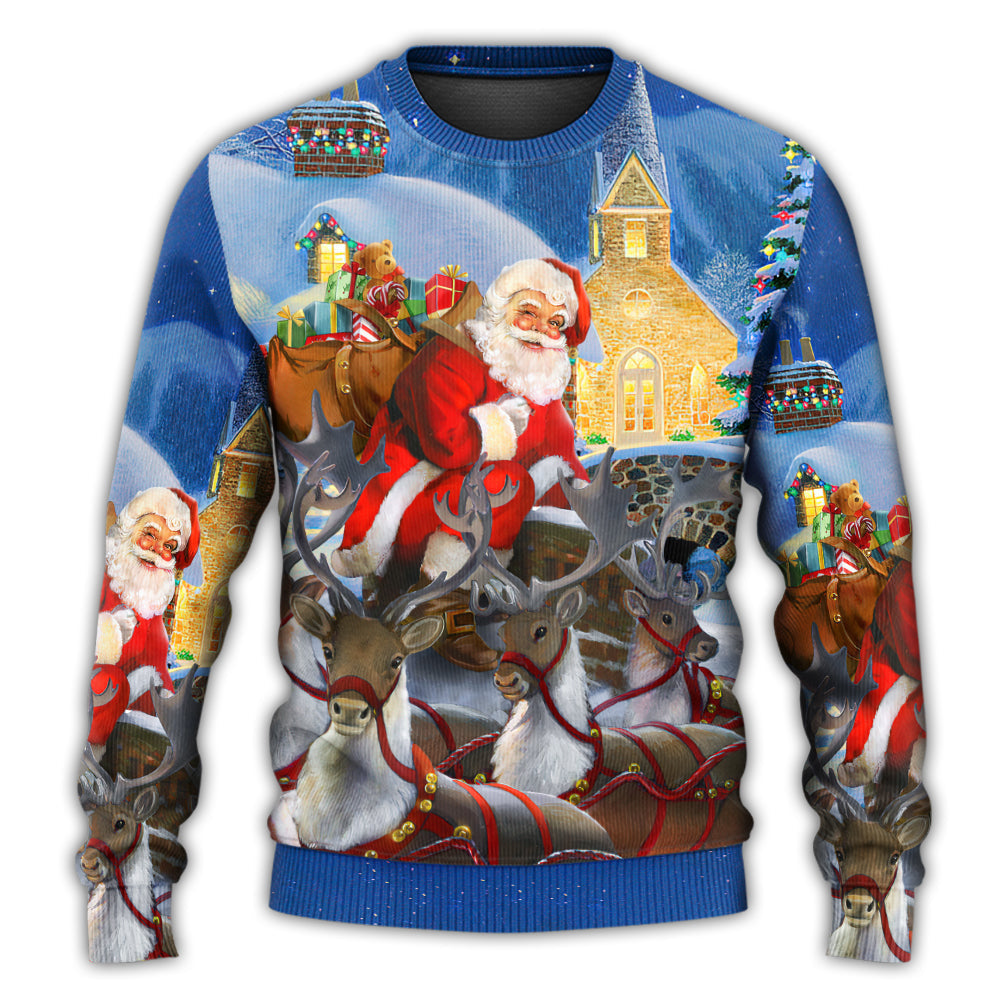 Christmas Santa Claus Reindeer Gift For Xmas Art Style Ugly Christmas Sweater, Christmas Gift, Gift Christmas 2024