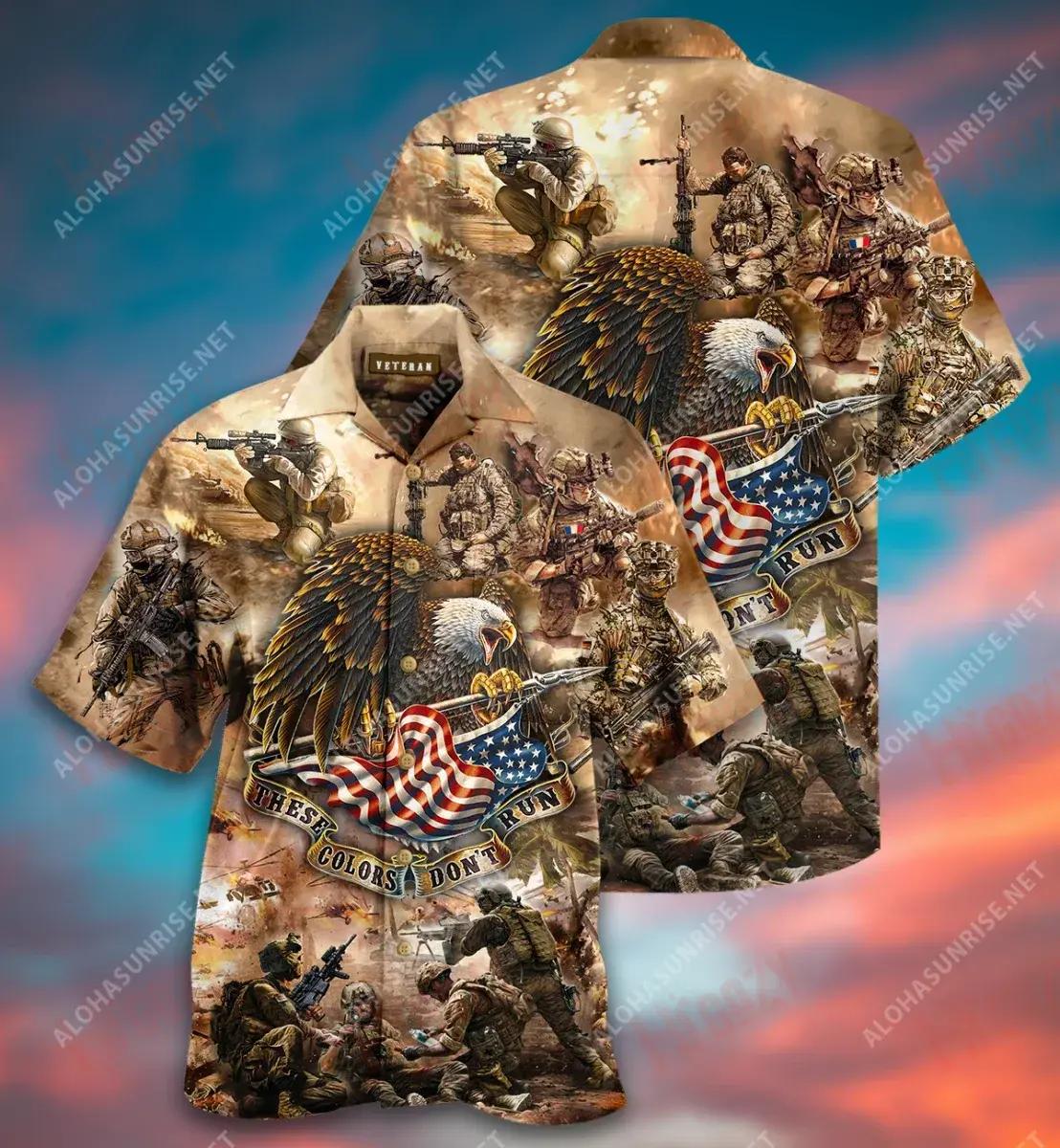 Veteran Eagle These Colors Don'T Run Short Short Sleeve Shirt Summer Hawaiian T Shirts Best Hawaiian Shirts Funny Hawaiian Shirts, Hawaiian Shirt Gift, Christmas Gift