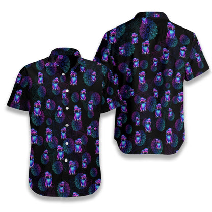 Sloth Mandala Watercolor On Black Background Pattern Hawaiian Shirt, Hawaiian Shirt Gift, Christmas Gift
