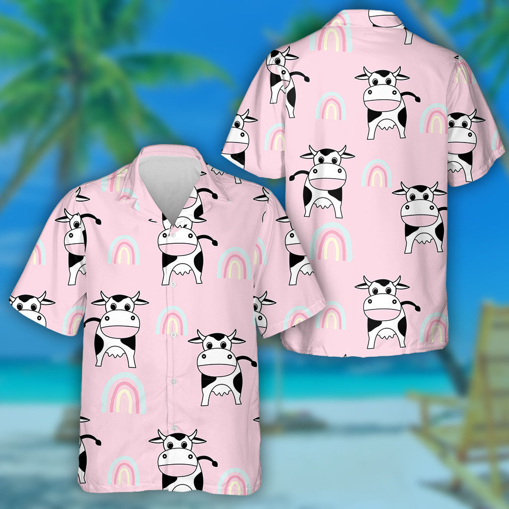 Little Cows Milk Box Products And Polka Dot Hawaiian Shirt, Hawaiian Shirt Gift, Christmas Gift