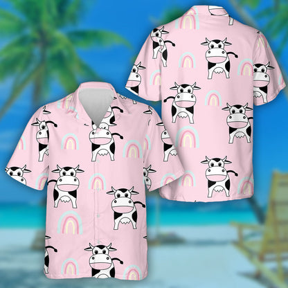 Little Cows Milk Box Products And Polka Dot Hawaiian Shirt, Hawaiian Shirt Gift, Christmas Gift