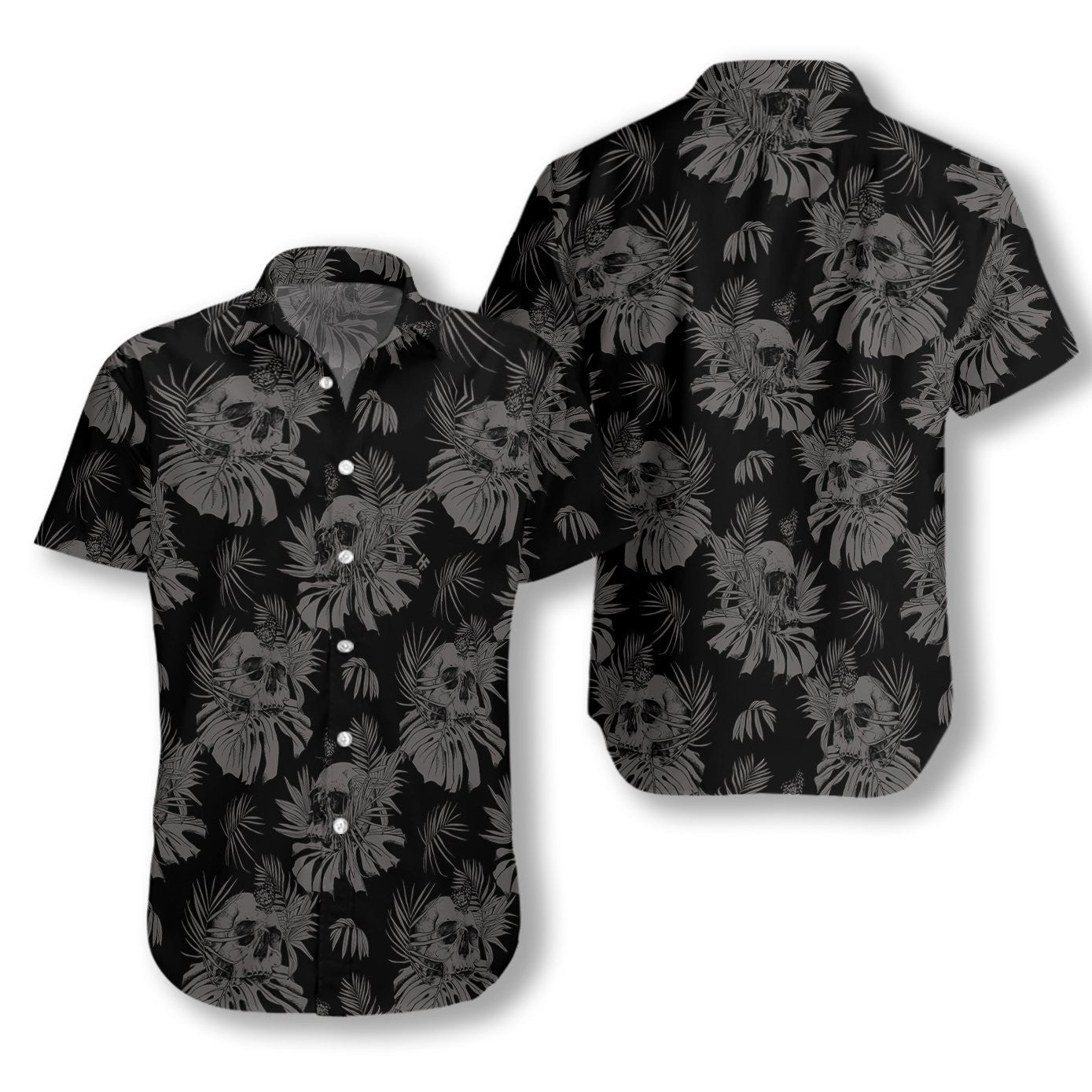 Ideal Seamless Gothic Skull With Butterfly Goth Design Hawaiian Shirt, Hawaiian Shirt Gift, Christmas Gift