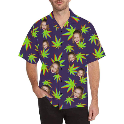 Custom Face Grass Men's All Over Print Hawaiian Shirt, Hawaiian Shirt Gift, Christmas Gift