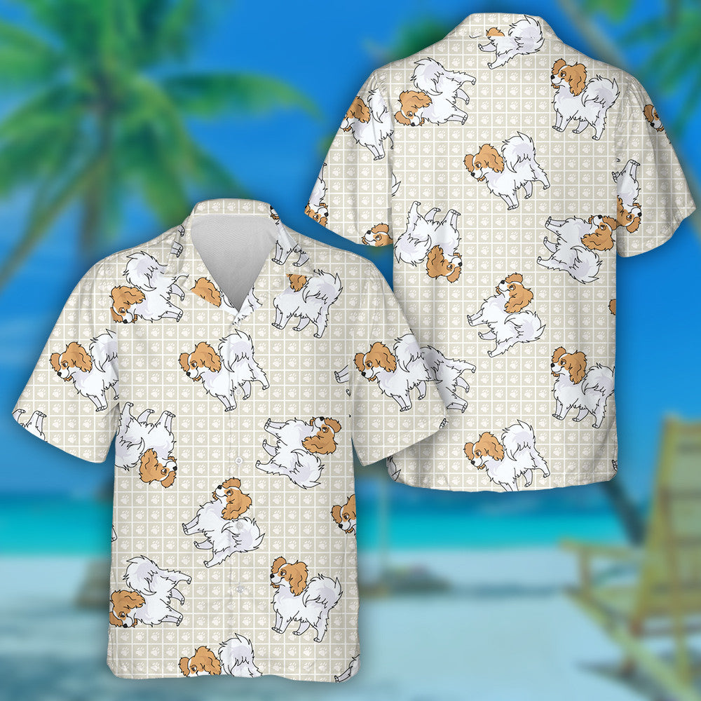 Hand Drawn Cute Papillon Breed Dog And Puppy Hawaiian Shirt, Hawaiian Shirt Gift, Christmas Gift