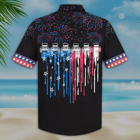 Colorful Firework Black Theme Jeep And Flag Pattern Hawaiian Shirt, Hawaiian Shirt Gift, Christmas Gift