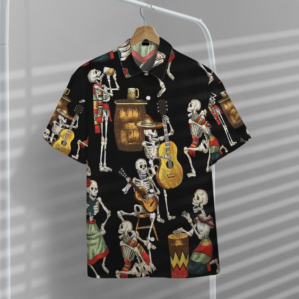Skeleton Dance Seamless Background Design Hawaiian Shirt,Hawaiian Shirt Gift, Christmas Gift