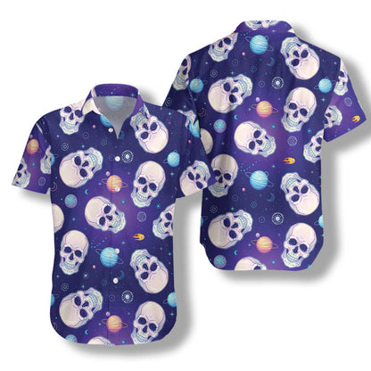 Excellent Skull Planets Outta Space Hawaiian Shirt,Hawaiian Shirt Gift, Christmas Gift