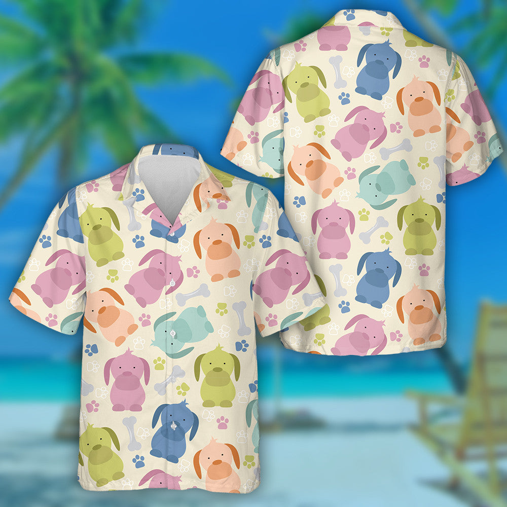 Cute Dog And Grey Bone Isolated Background Hawaiian Shirt, Hawaiian Shirt Gift, Christmas Gift