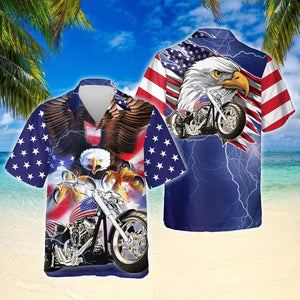 Born To Ride American Eagle Motorcycle Design Hawaiian Shirt, Hawaiian Shirt Gift, Christmas Gift